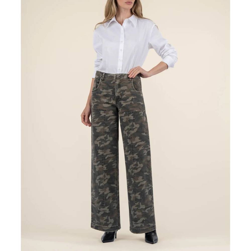 NEW KUT FROM THE KLOTH jodi high rise wide leg pant in camo print